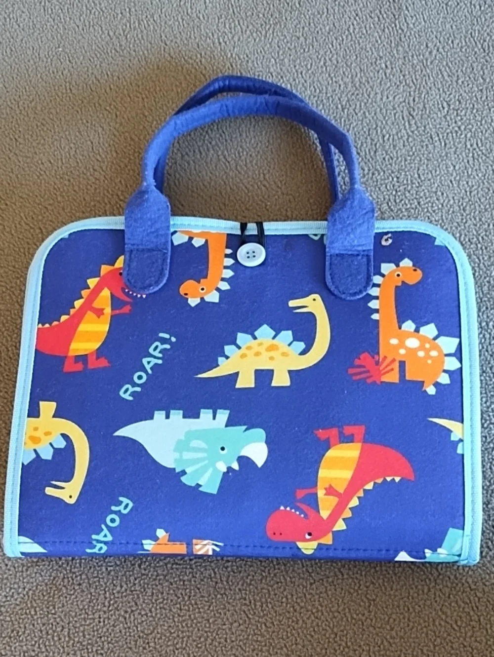 Esjay Toddler Busy Board Sensory Play Travel Companion Portable Dinosaurs Blue